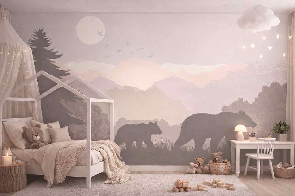 детская комната с фотообоями лес