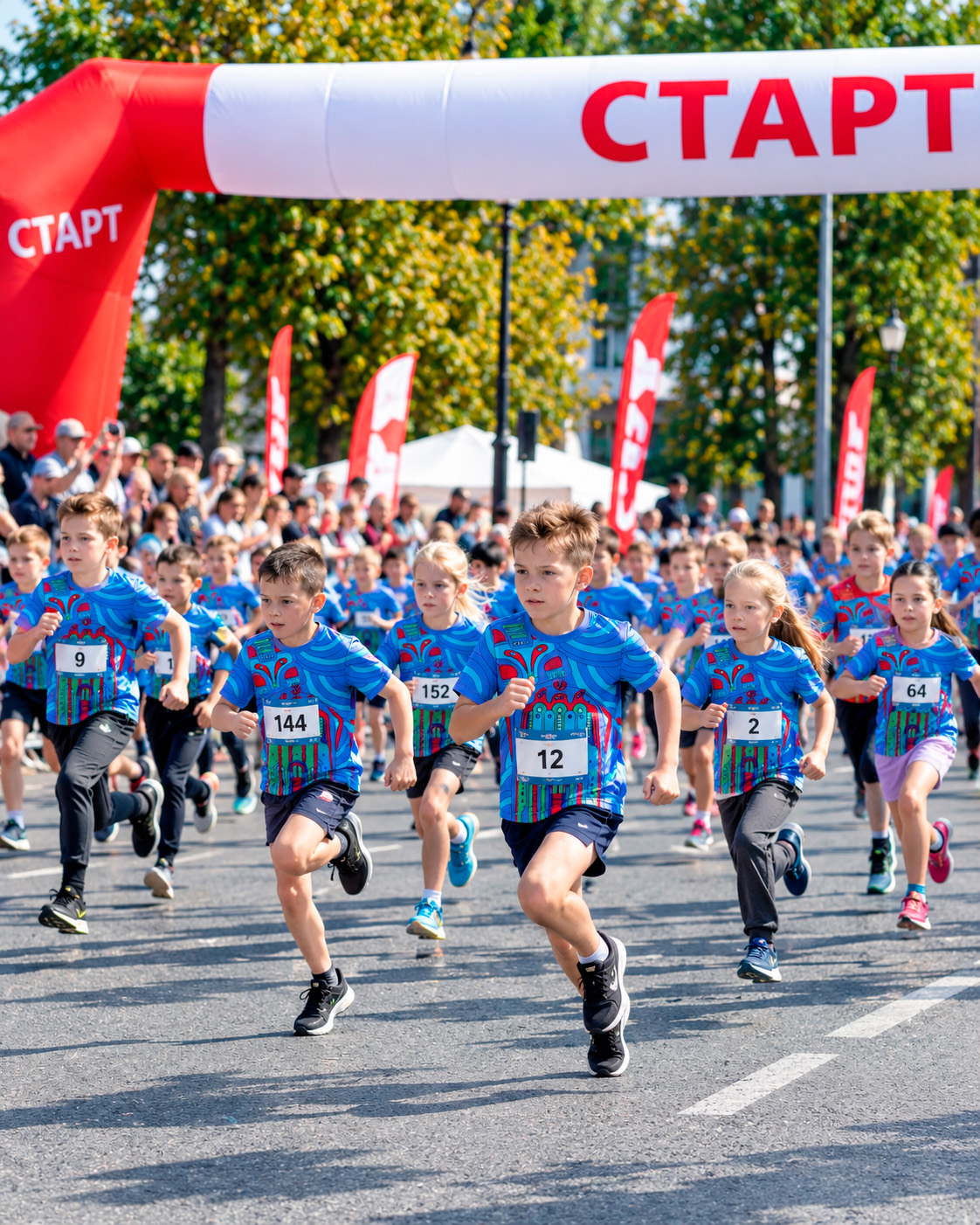 Бегуны в фирменных футболках