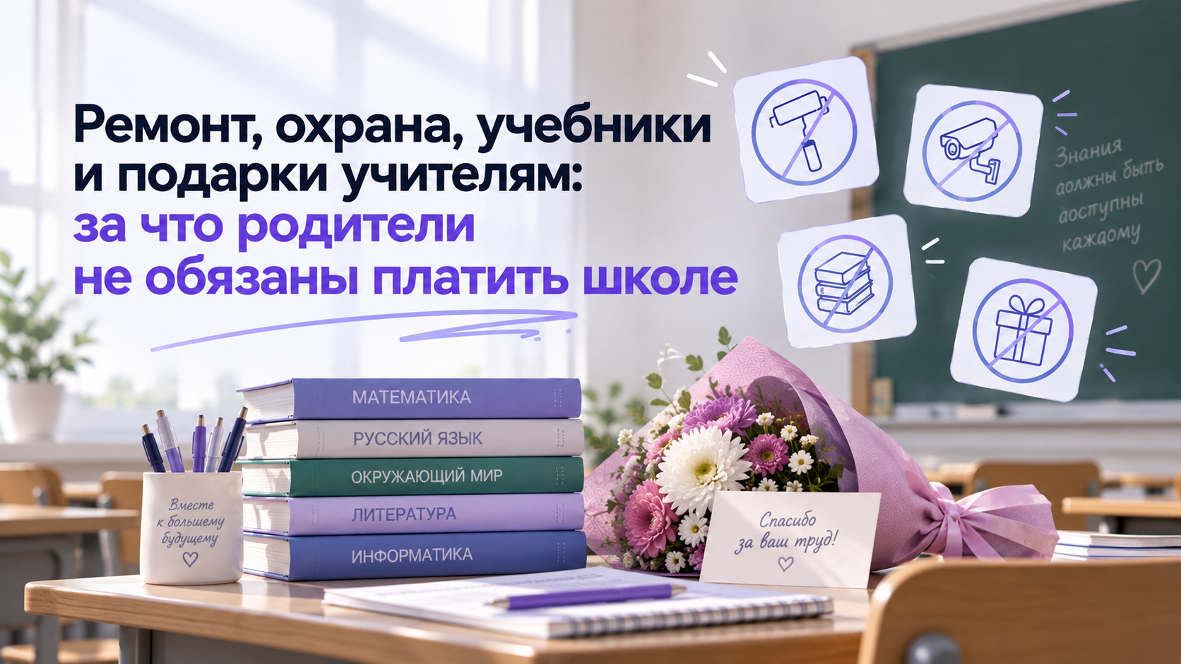 Ремонт, охрана, учебники и подарки учителям: за что родители не обязаны платить школе