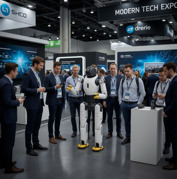 Робот-гуманоид Agibot X2 в фотозоне на свадебном торжестве