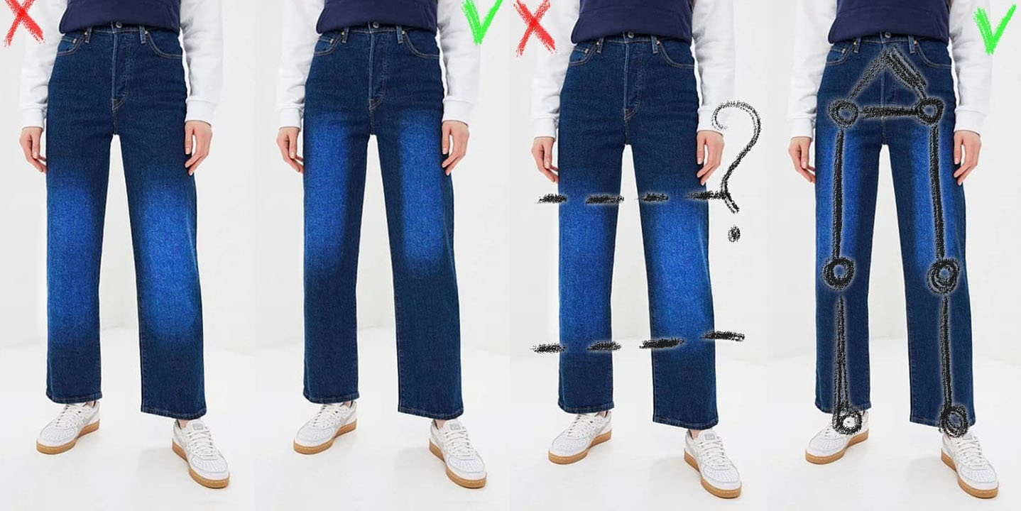 Правильные и не правильные потёртости на джинсах на коленях