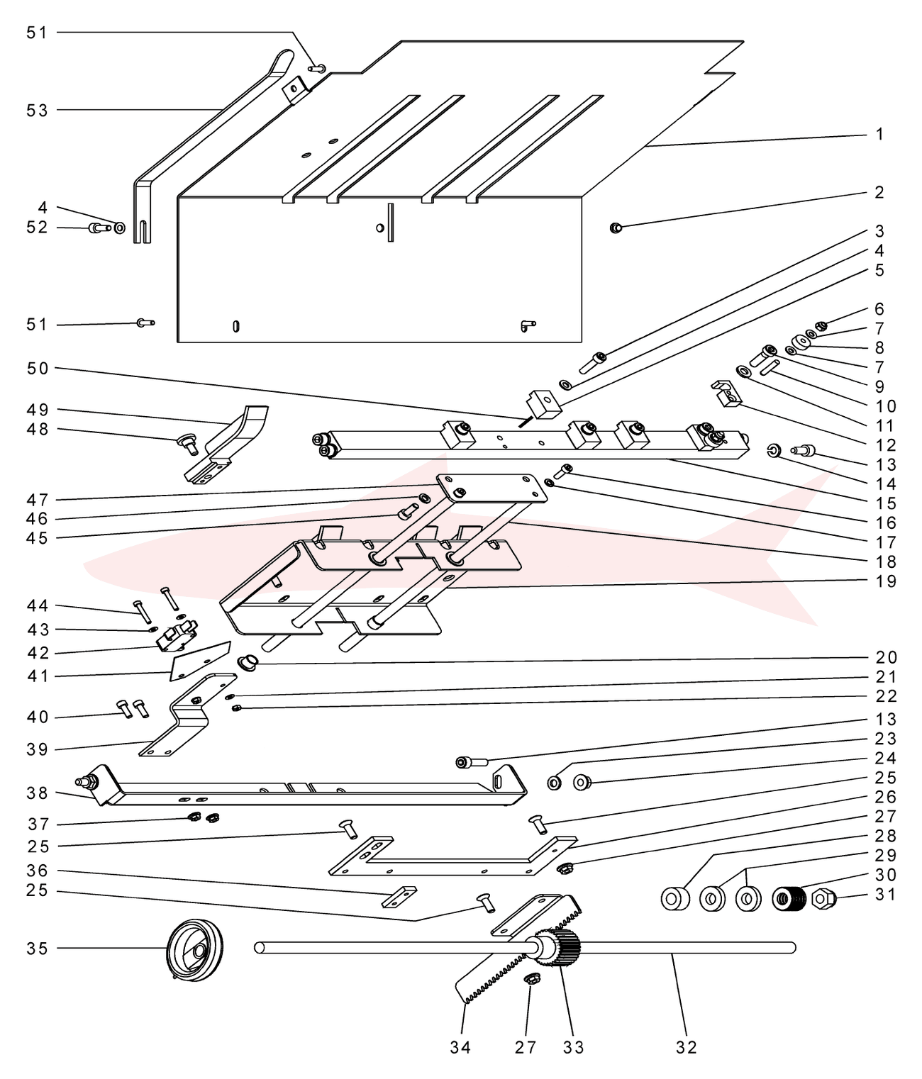 Foldnak 40 PP05 Lower Staple / Fold Stops — схема деталей