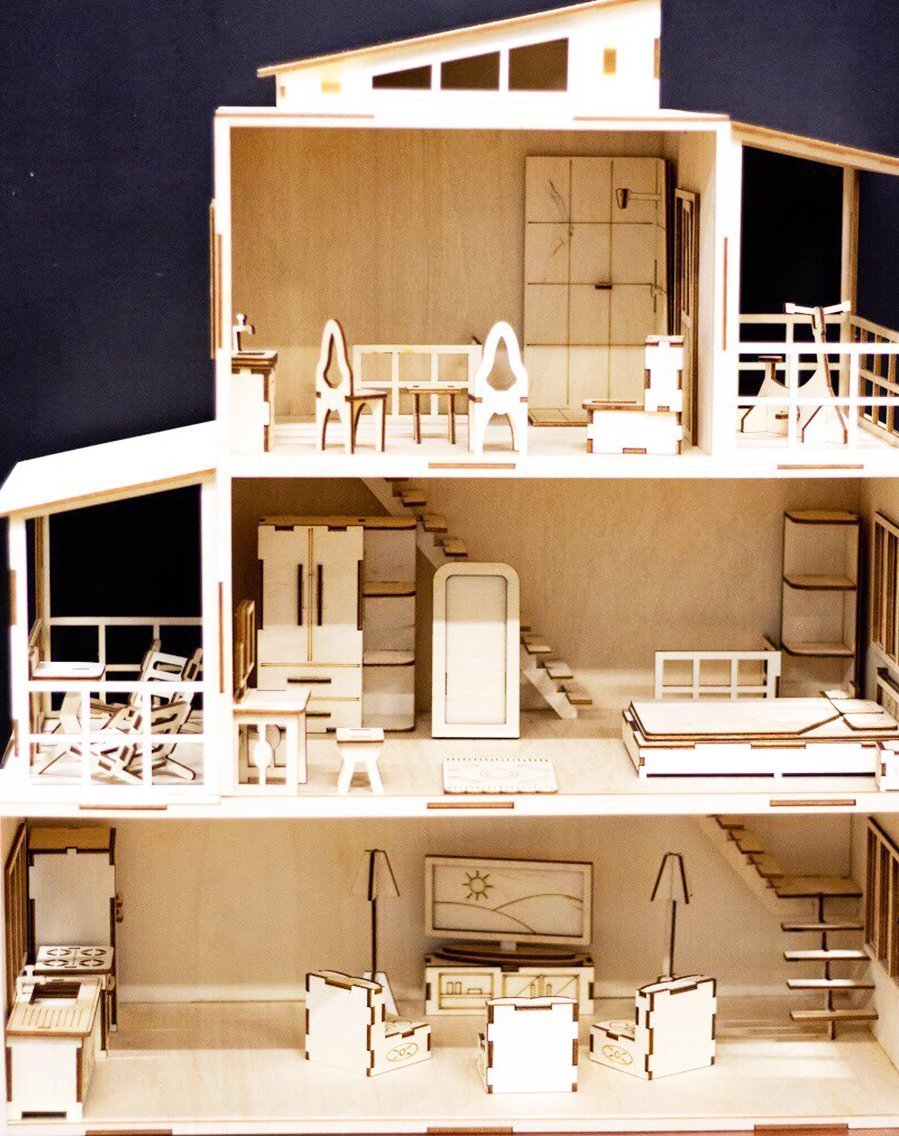 Домик для кукол, 3 этажа из фанеры