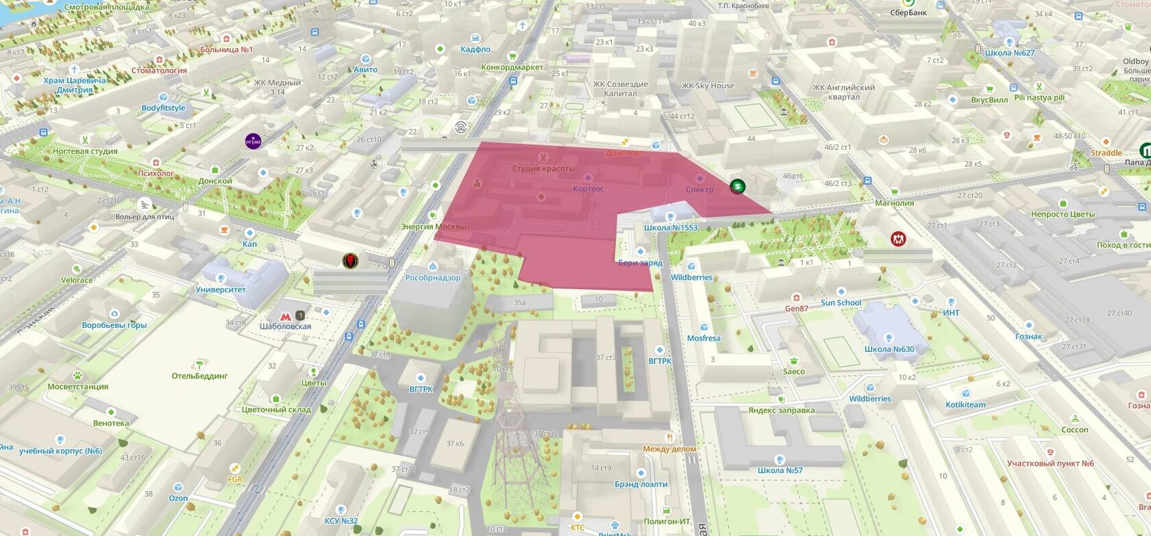 Пятно застройки ЖК Vesper Шаболовка