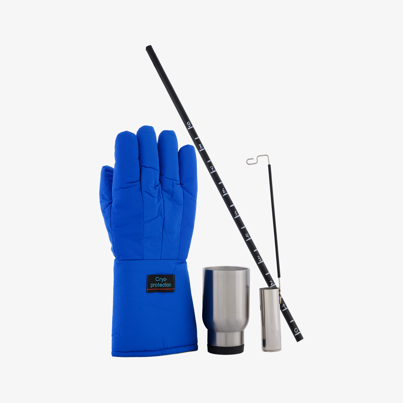 Криоперчатки, измерители уровня, биостаканы для жидкого азота.