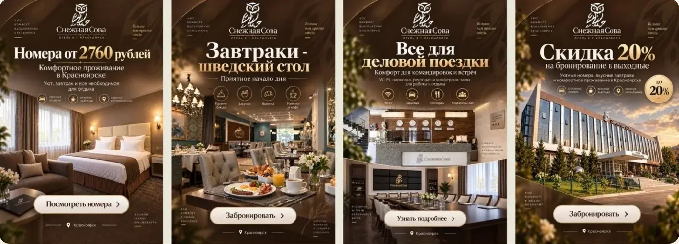 Баннеры городского отеля «Снежная Сова»