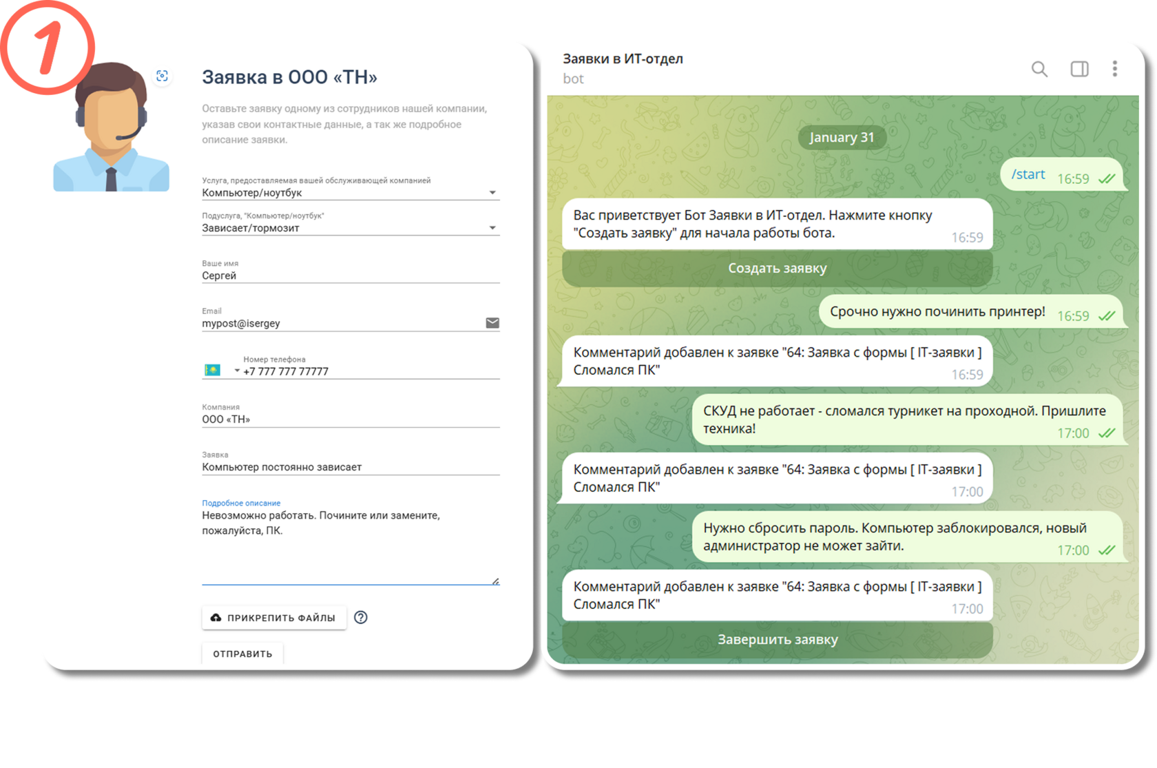 Форма заявки от клиента — Admin24 Service Desk