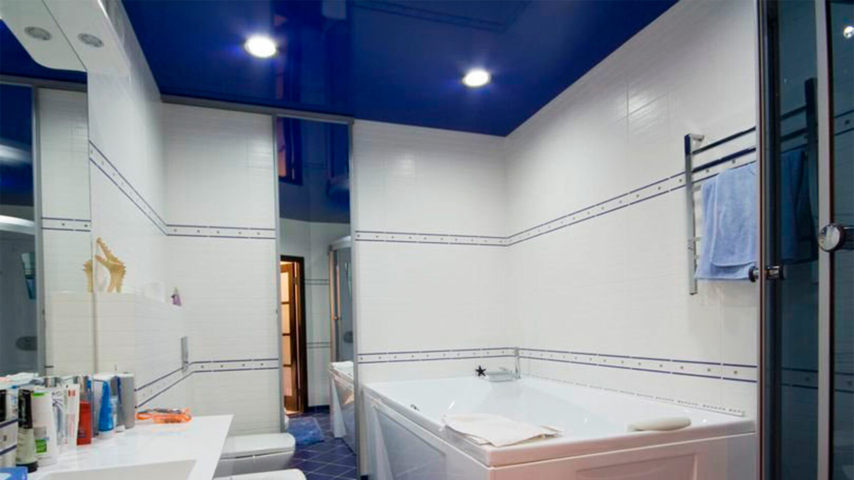 потолок из гипсокартона ванная комната фото
