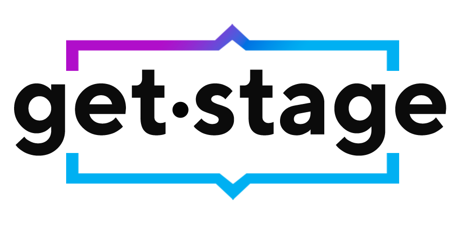 Get stage. Get on Stage!. Название диджитал агентства лого. News Agency logo