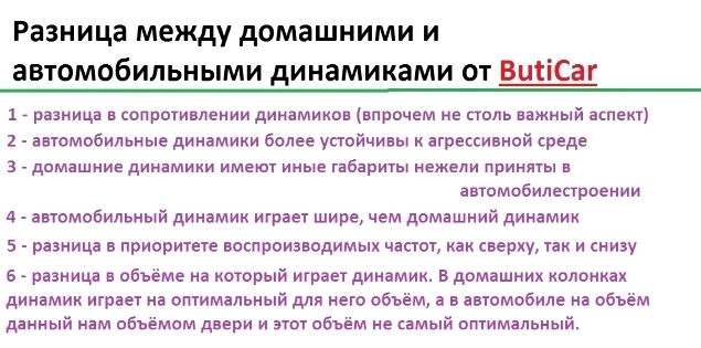 условия для грамотной работы автомобильного и домашнего динамика