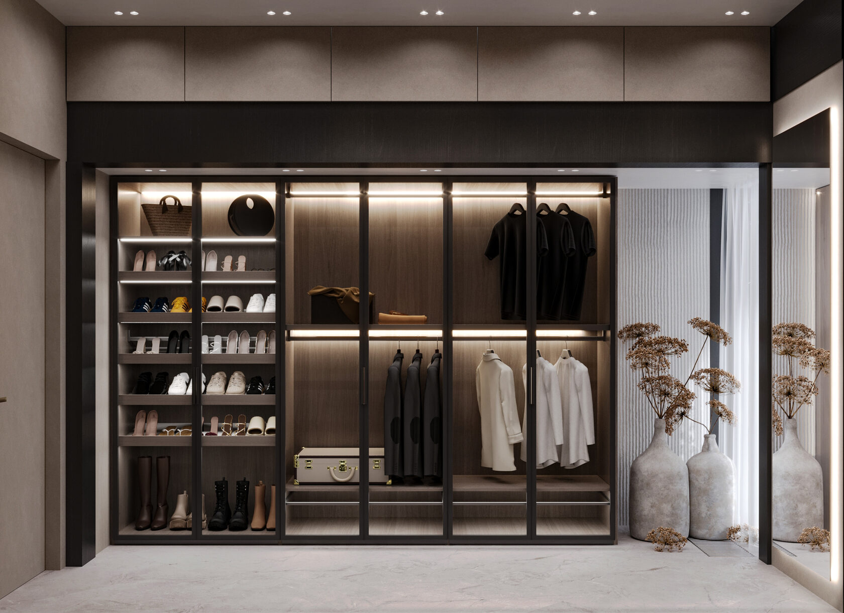 Дизайн интерьера гардероба в современном стиле