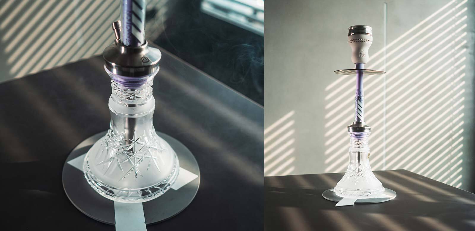 Modern shisha setup with glass base