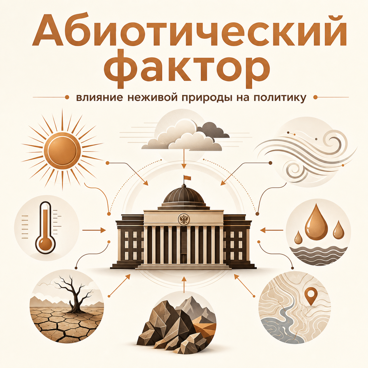 Что означает термин Абиотический в экологии и геополитике Влияние климата и ресурсов на общество.