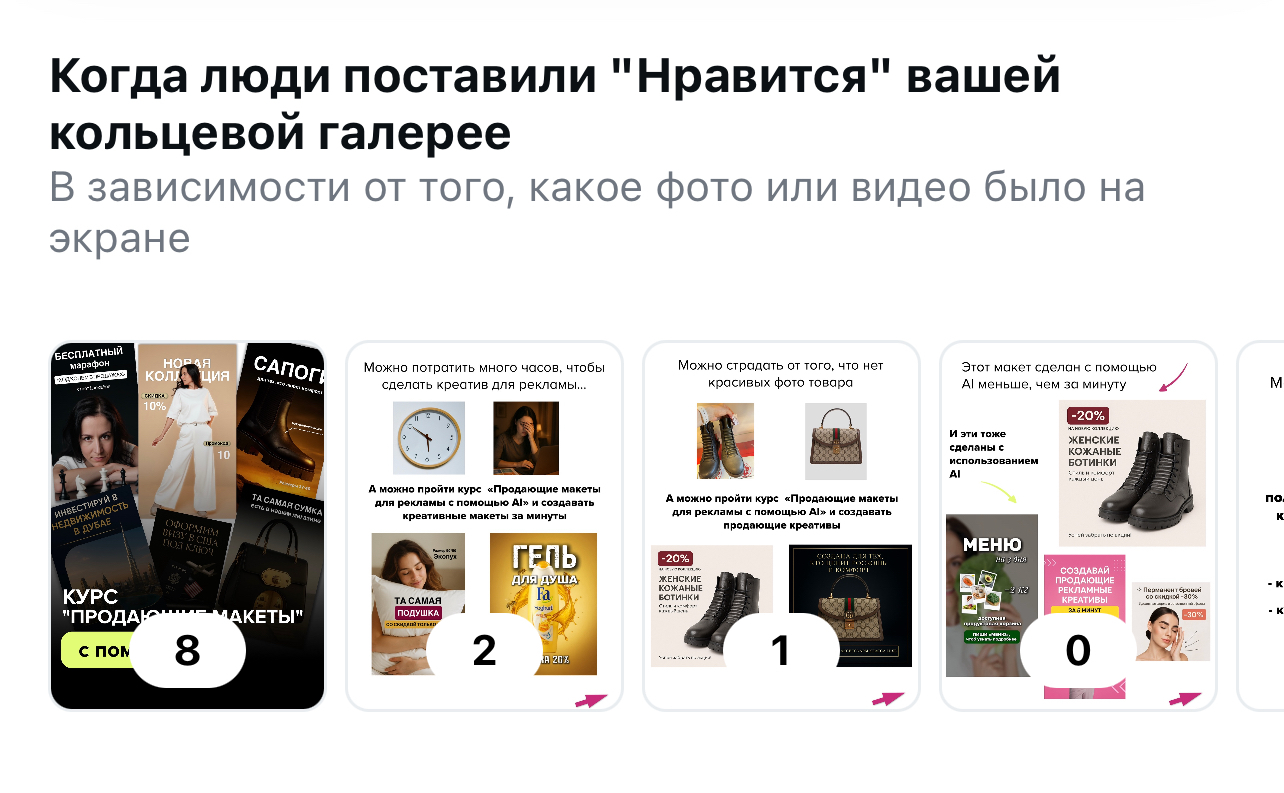 Теперь вы можете видеть, какой из слайдов в вашей карусели собрал больше лайков.