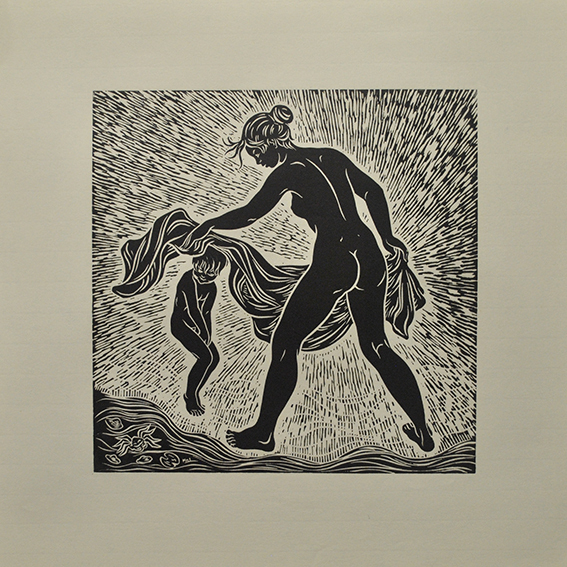 engraving linocut Nude