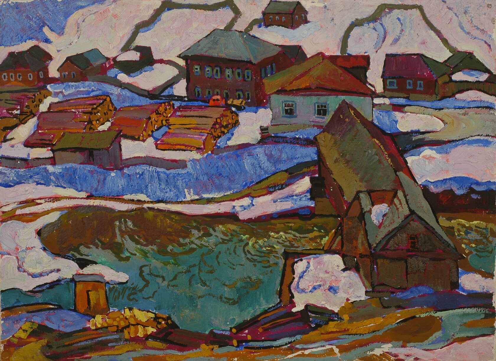 Деревня зимой. Урал. 1960-е 