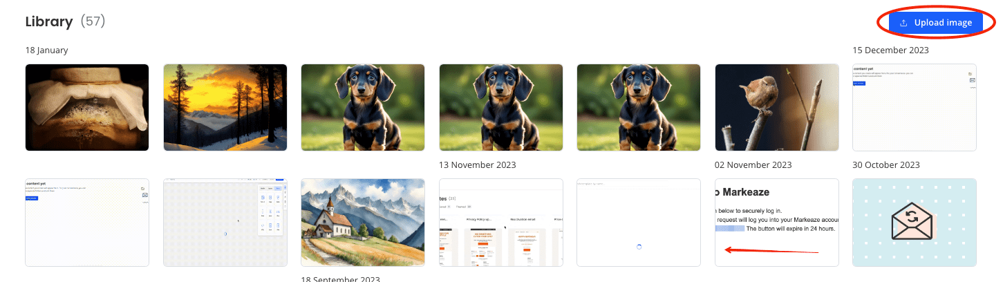 Tap the upload image button and select an image