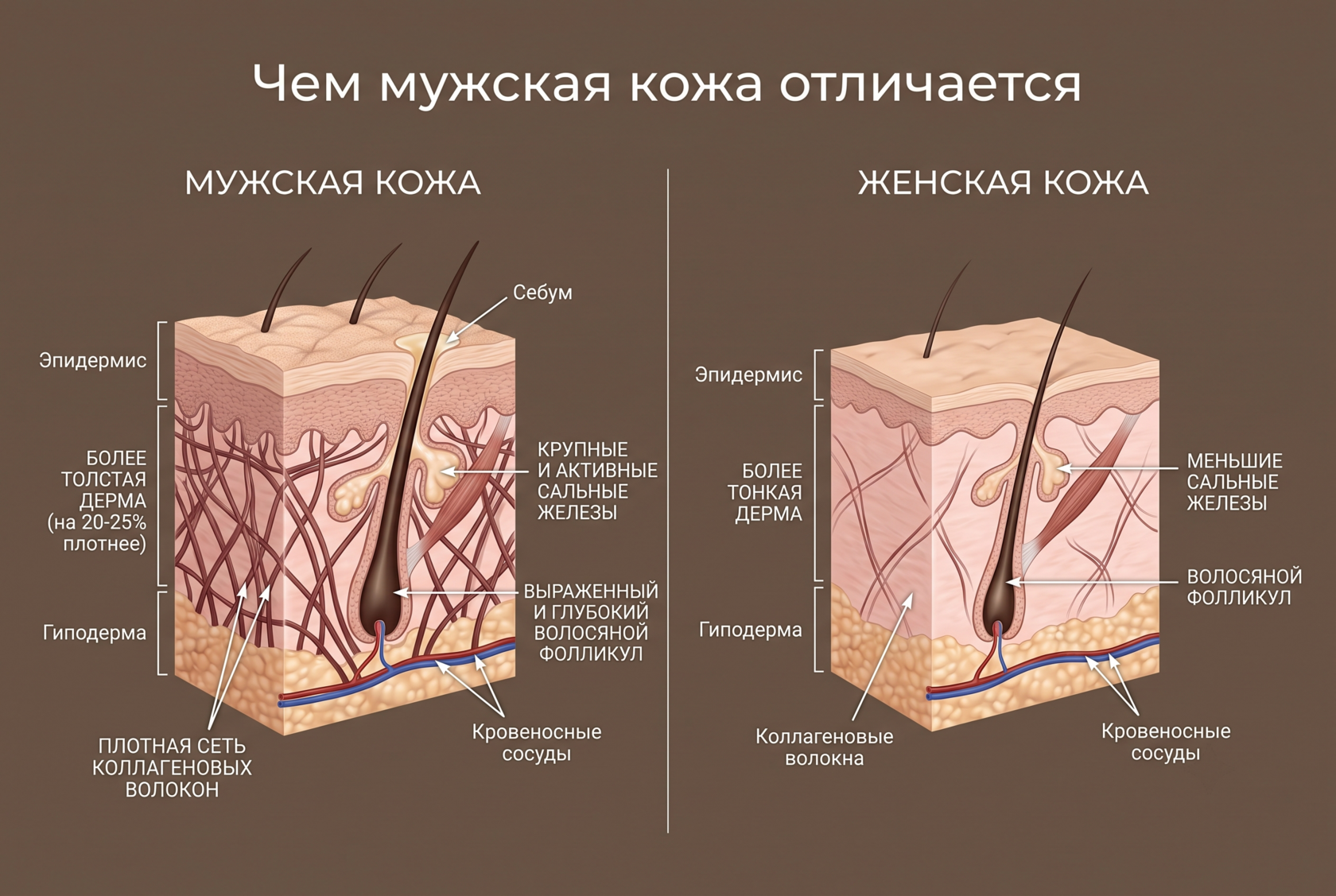 Отличие мужской кожи от женской