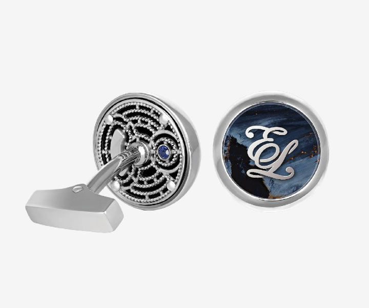 золотые запонки на заказ с объемными инициалами