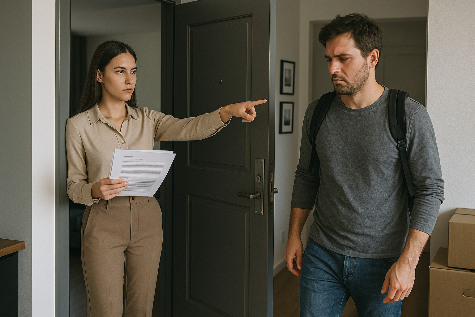 Девушка выгоняет из дома мужчину