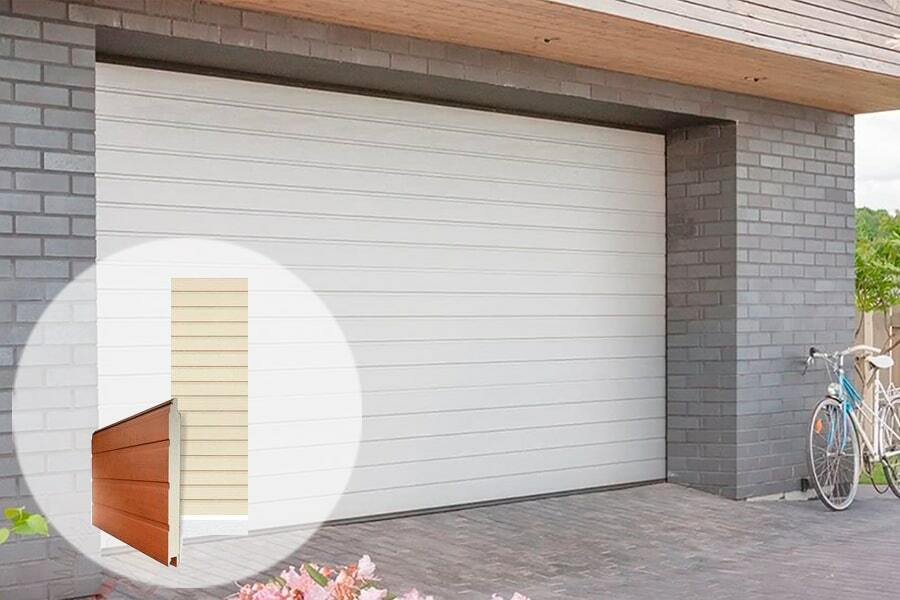 Секционные ворота сэндвич панель S-гофр