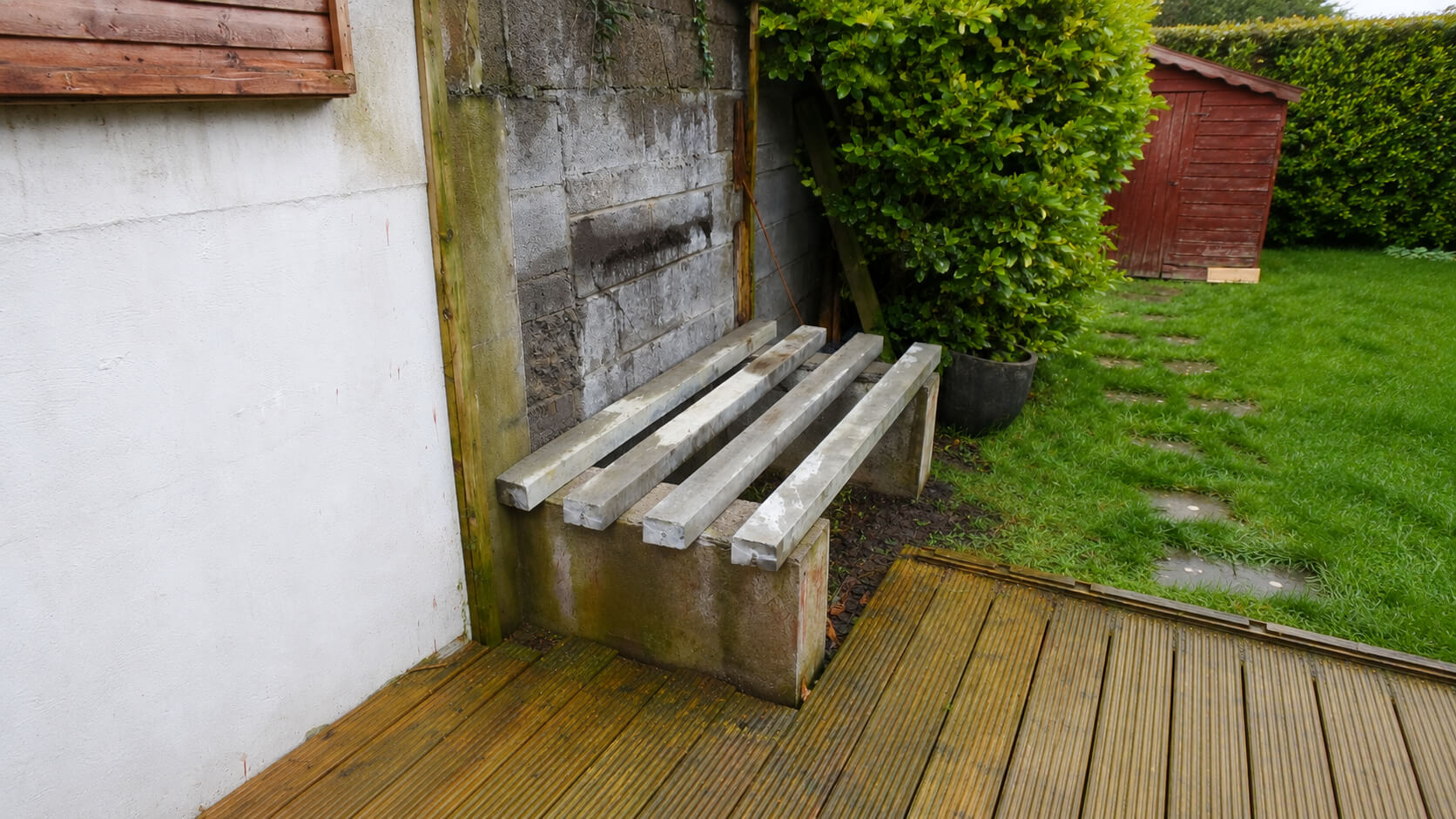 Prepared oil tank base with support lintels ready for new tank installation