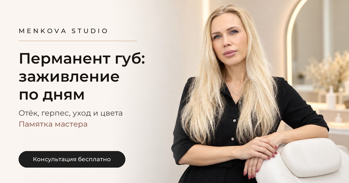 Перманент губ: заживление по дням, отёк и герпес