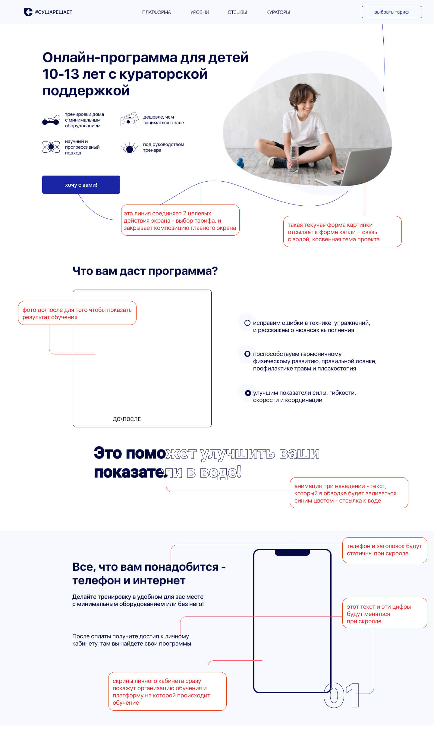 дизайн сайта школы плавания