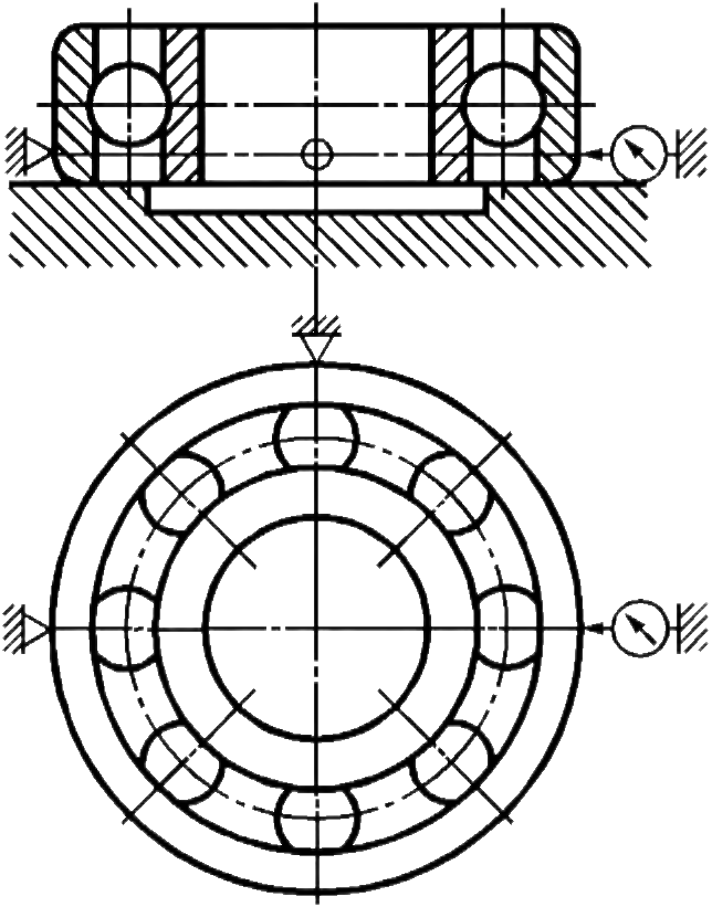 Эскизы подшипников. Шариковый подшипник качения чертеж. Эскиз упорного подшипника качения. Схема замеров подшипников качения. Чертежи подшипников качения.