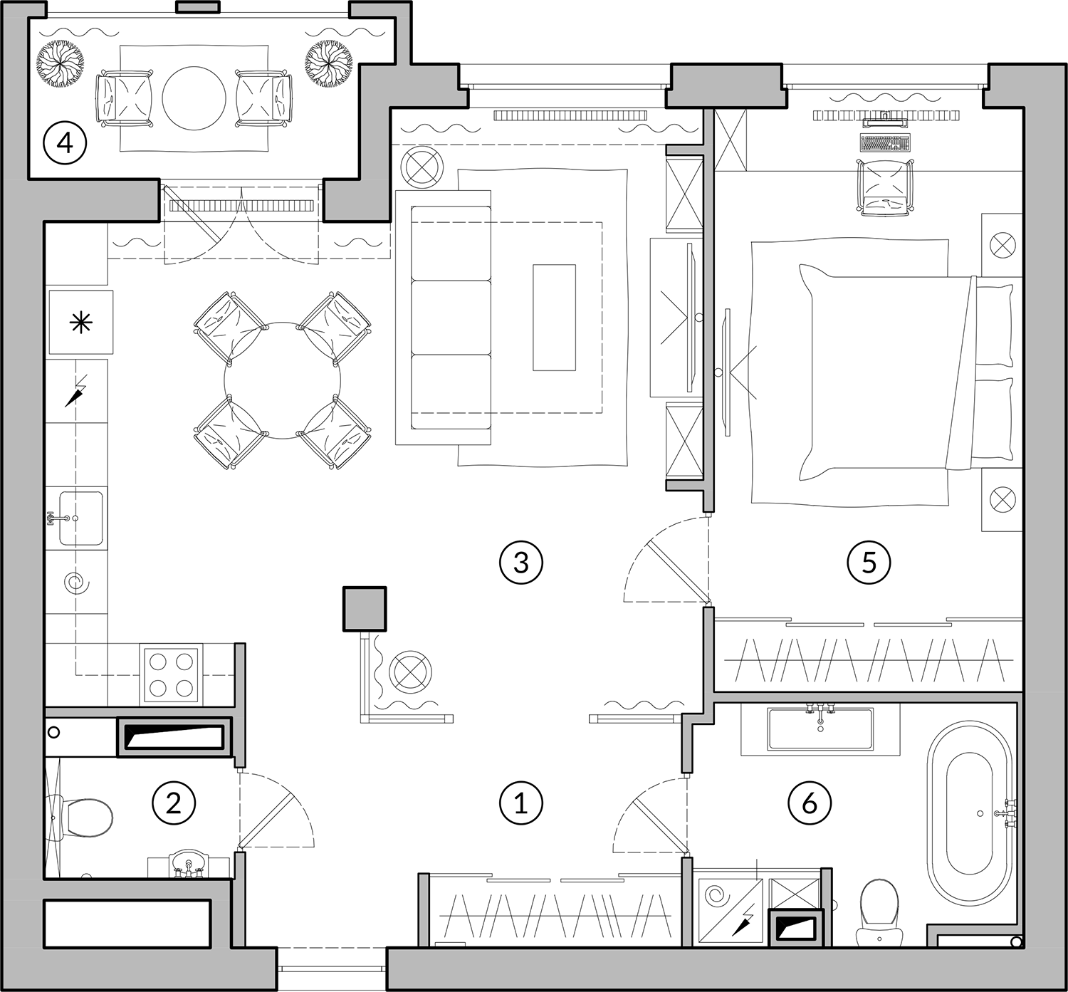 Un moderno apartamento de 70 m² Apartamentos modernos, Planos de apartamentos mo