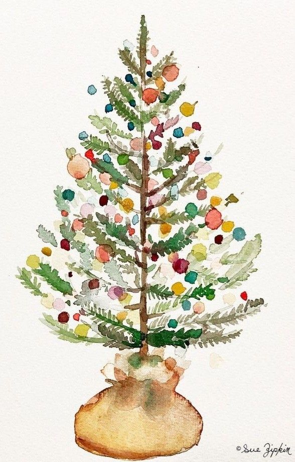 30+ идей для рождественских акварельных рисунков, которые вам понравятся (101)