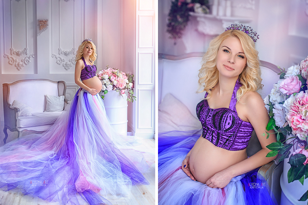 Платье для беременных в фиолетовых тонах