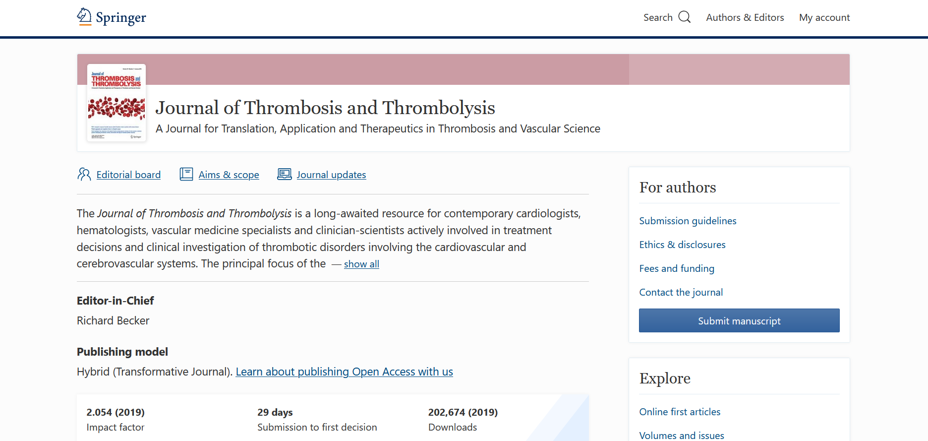 Journal of Thrombosis and Thrombolysis