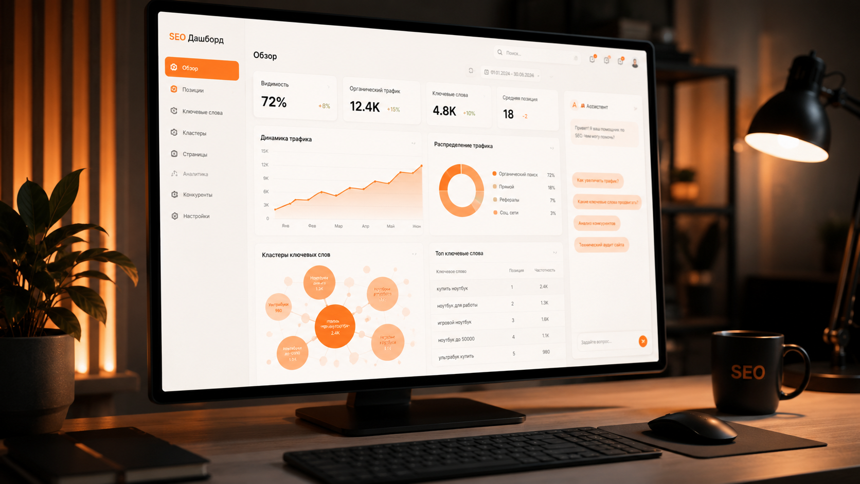 интерфейс платформы bestpromptai для автоматизации seo задач и работы с семантическим ядром
