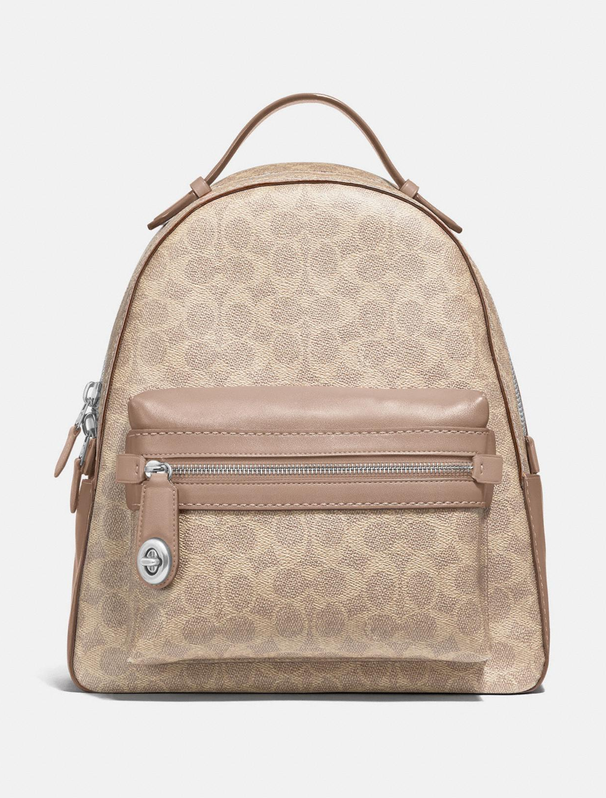 Campus Backpack 28 In Signature Canvas Tan Chalk Brass