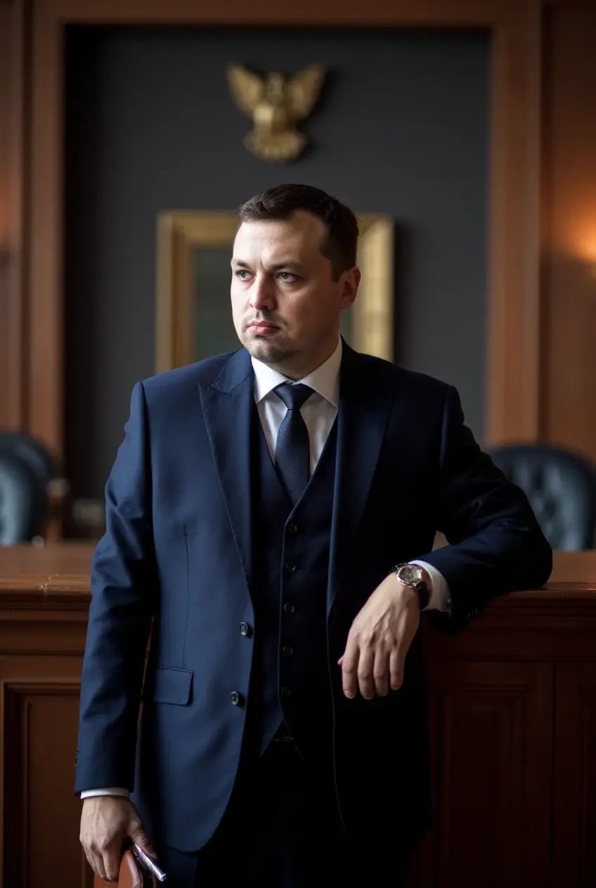 Адвокат Васильцов в зале суда