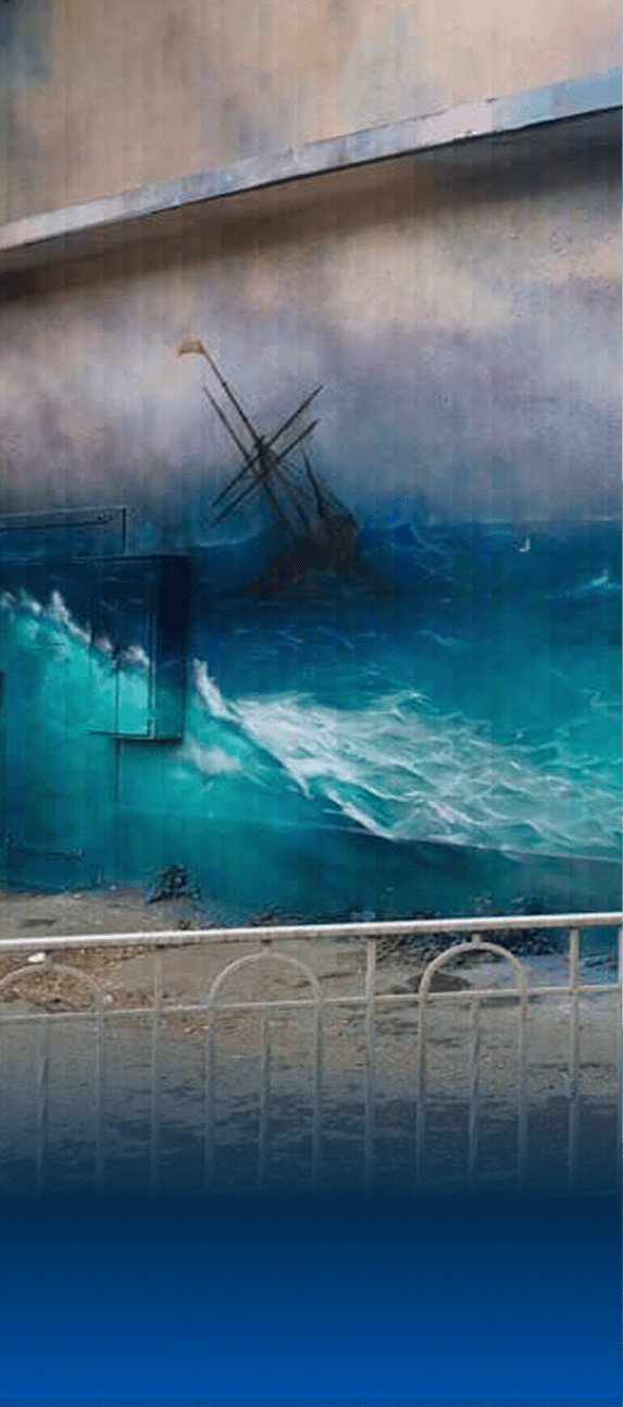 Роспись технической подстанции с изображением картины Айвазовского