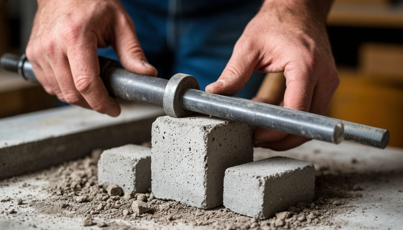 Испытания контрольных образцов бетона на прочность