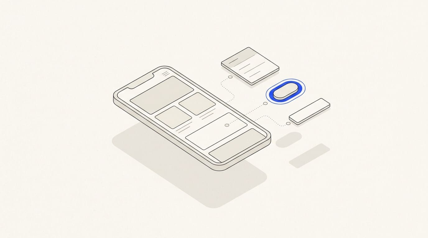 A smartphone website layout with separate menu, button and form-field elements for a mobile usability check.