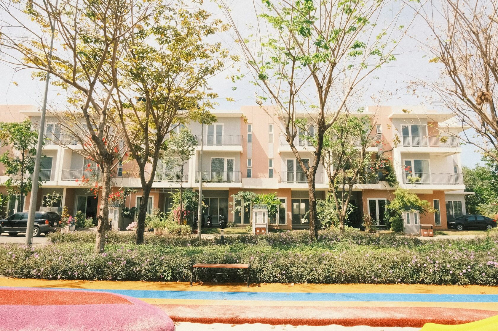Modern townhouse facade in a Phuket urban neighborhood