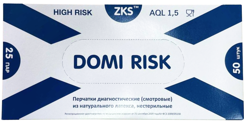 Перчатки ZKS латексные Domi Risk High Risk