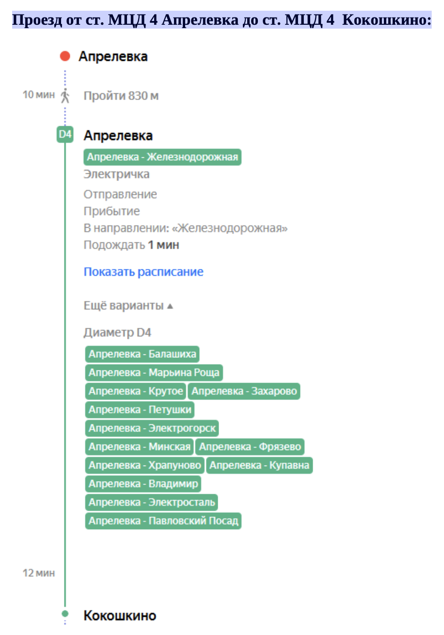 Маршрут до ПЛЦ Внуково, шаг 1