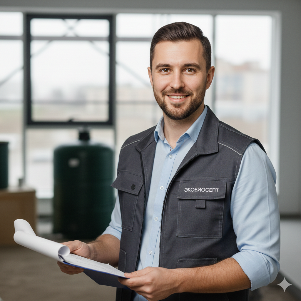 Инженер Экобиосепт: подбор септика без откачки по низкой цене в Дербенте и по всему Дагестану. Расчет стоимости канализации