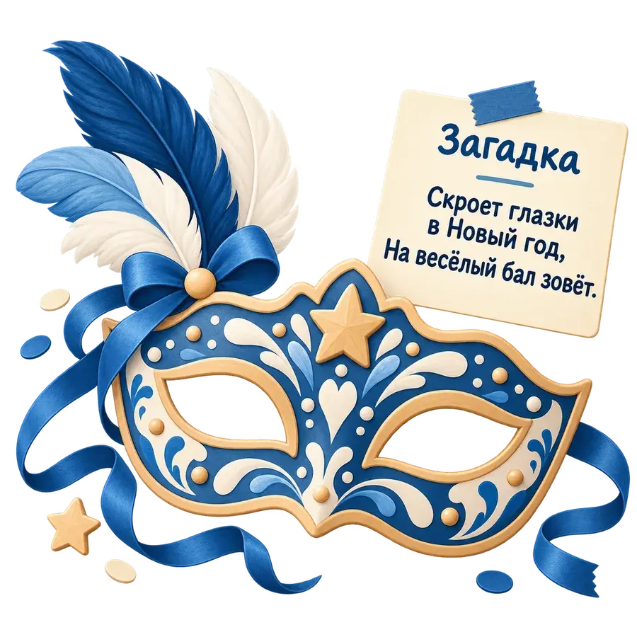 Карнавальная маска с запиской-загадкой для новогоднего домашнего квеста