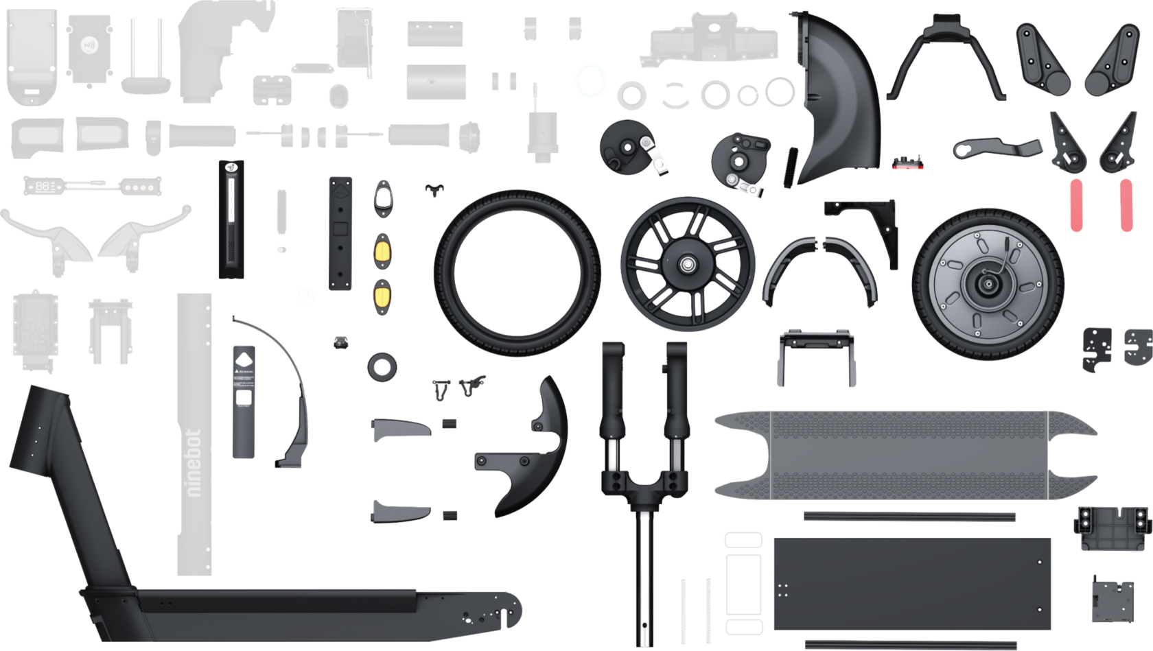 Разобранный электросамокат Segway S90L — компоненты совместимости