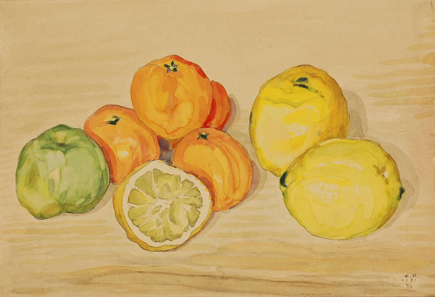 Натюрморт с лимонами и мандаринами. 1951 