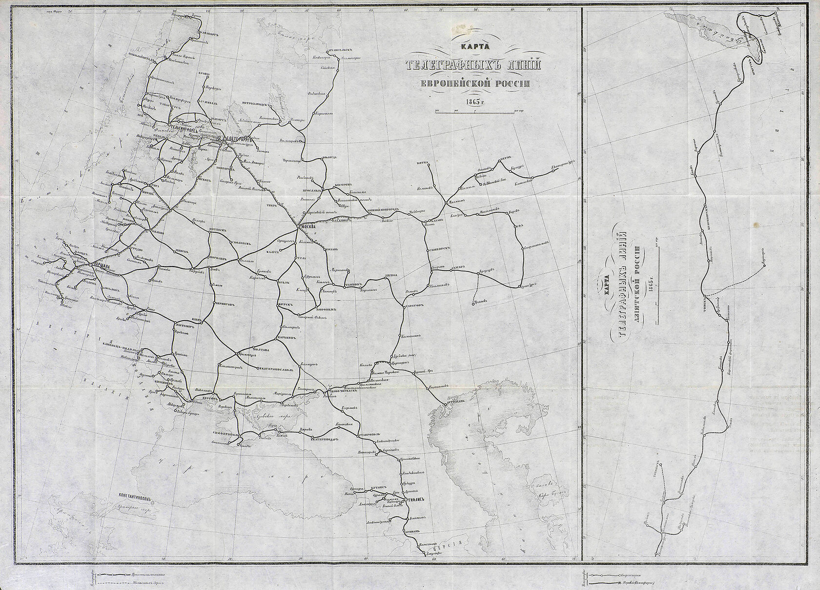 Карта телеграфных линий 19 века