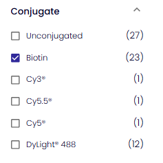 Antibody Selector example with Conjugate filter