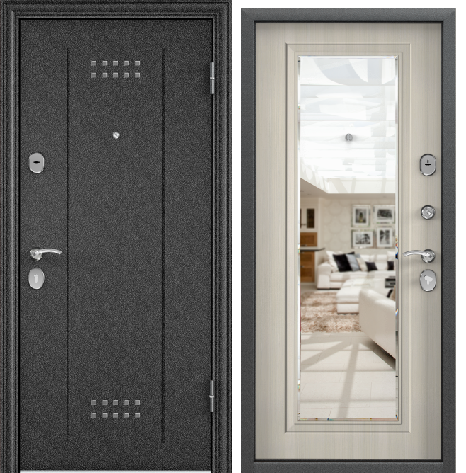 Стальная входная дверь "Дельта 10М" с зеркалом