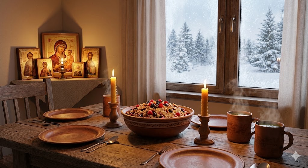 Праздничный стол с кутьей на Крещение Господне